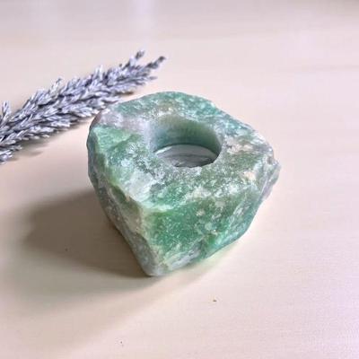Porta Vela Decorativo Pedra Natural Cristal Quartzo Verde Exclusivo