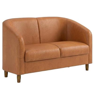 Poltrona Namoradeira 2 Lugares Aura Sala de Estar Courino Madeira 120CM Milani Movelaria