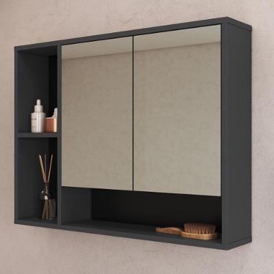 Espelheira para Banheiro CRART-EPL003 2 Portas Nichos 80CM Grafite Multimóveis