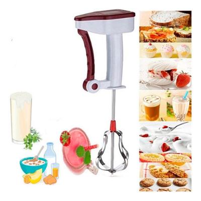 Batedor Manual Giratório em Aço Inox para Ovos Massas e Bebidas Aço Inox e Plástico Resistente