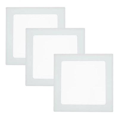 Kit com 3 Painéis LED 12W 3K Quadrado de Embutir Luz Branca Quente Kian