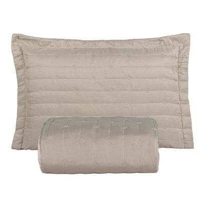 Kit Cobre Leito Rubine Solteiro Micropercal 400 Fios 100% Poliéster Liso Bege Casa Scarpa 2 Peças