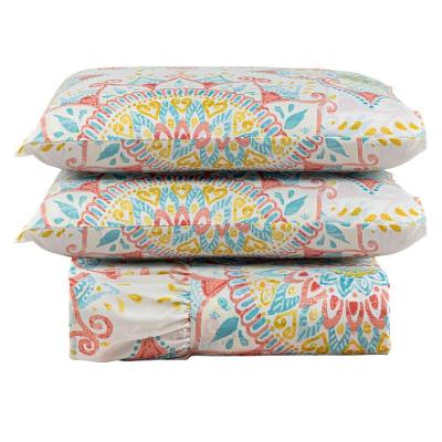 Kit Cobre Leito Laila Mandala 3 Casal Micropercal 400 Fios 3 Peças Estampado Bege Casa Scarpa