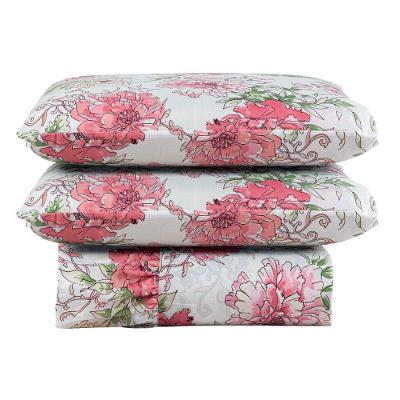 Kit Cobre Leito Laila Casal Micropercal 400 Fios 3 Peças Floral Estampado Casa Scarpa
