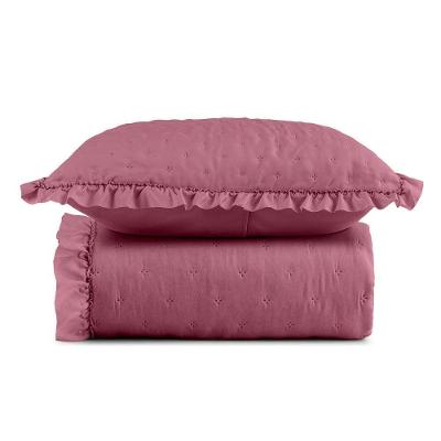 Kit Cobre Leito Elegance Solteiro Microfibra 200 Fios 100% Poliéster Babado Pink Casa Scarpa