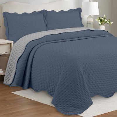 Kit Cobre Leito Bold Bicolour Casal Micropercal 300 Fios Azul Dupla Face Casa Scarpa
