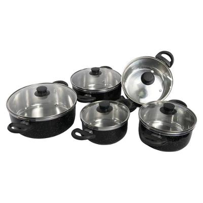 Kit Caçarola Alumínio Repuxado Tampa Vidro Preto Liso 16CM a 24CM Shopmaster