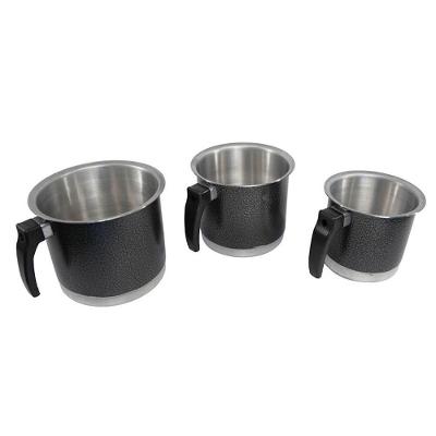 Kit Canecão Fervedor Leiteira Alumínio Repuxado Preto Craqueado 14CM 16CM 18CM Shopmaster