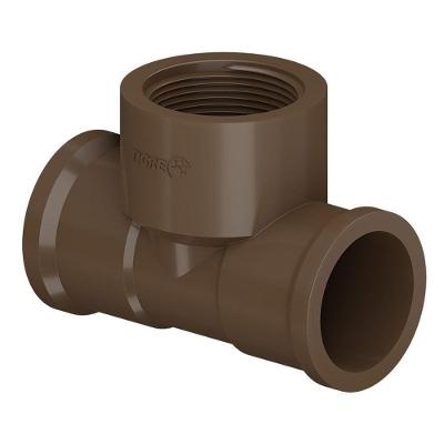 Kit 10 Tês Soldáveis com Rosca 20mm X 1-2 para Água Fria Marrom Tigre