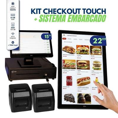 Terminal de Autoatendimento Checkout All In One Touch TOB 15" + 22" Intel N5095 8GB SSD 120GB Tob