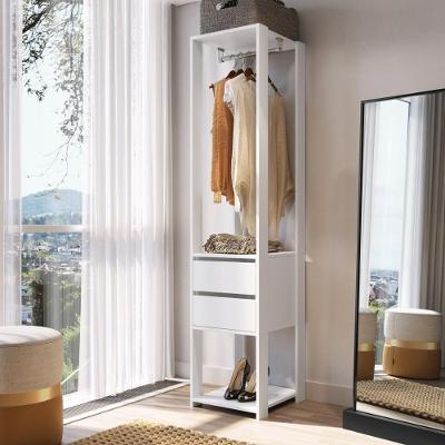 Guarda Roupa Closet CRPRO-CLO004 2 Gavetas MDP Fosco com Cabideiro Branco Multimóveis 40CM