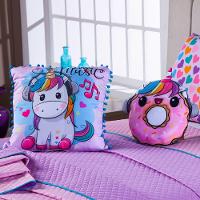 Kit Cobre Leito Donuts Unicórnio Dupla Face Com Almofadas Queen 07 Peças - 6