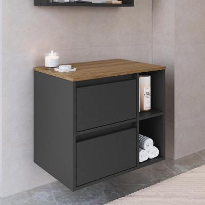Gabinete de Banheiro CRPRO-BAL023 Suspenso 1 Porta 1 Gaveta MDP 60CM Mel e Grafite Multimóveis
