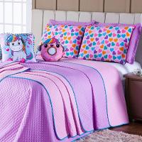 Kit Cobre Leito Donuts Unicórnio Dupla Face Com Almofadas Casal Padrão 07 Peças - 8