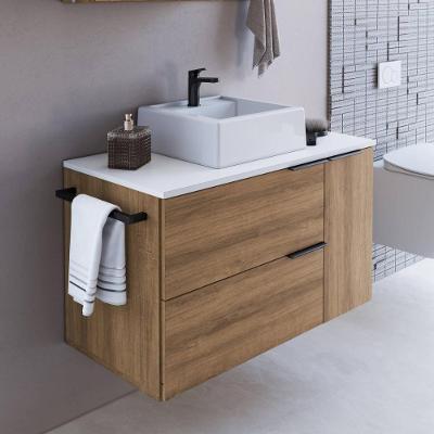 Gabinete de Banheiro com Cuba CRPRO-BAL014 Suspenso 2 Portas 1 Gaveta MDP 80CM Mel e Branco