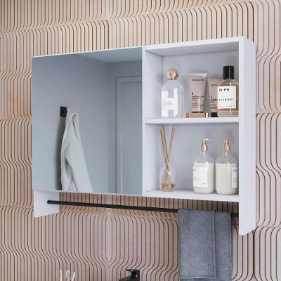 Espelheira para Banheiro CRPRO-EPL006 1 Porta 2 Nichos MDP com Espelho 80CM Branca Multimóveis