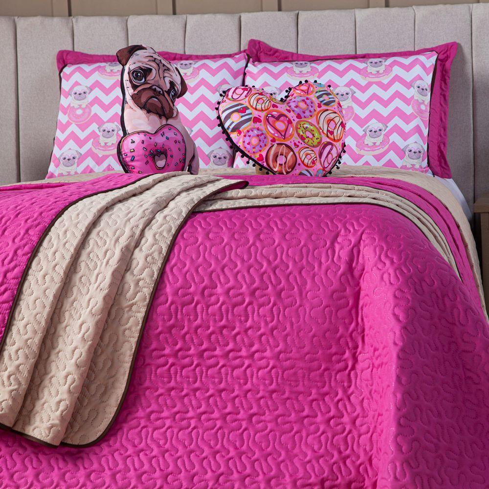 Kit Cobre Leito Donuts Dog Dupla Face Almofadas Queen 7 Peça - 3