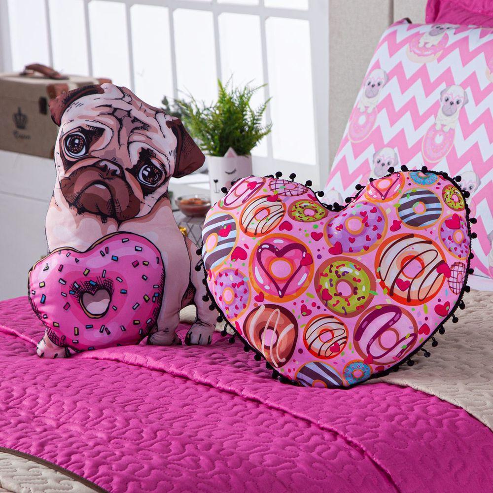 Kit Cobre Leito Donuts Dog Dupla Face Almofadas Queen 7 Peça - 8