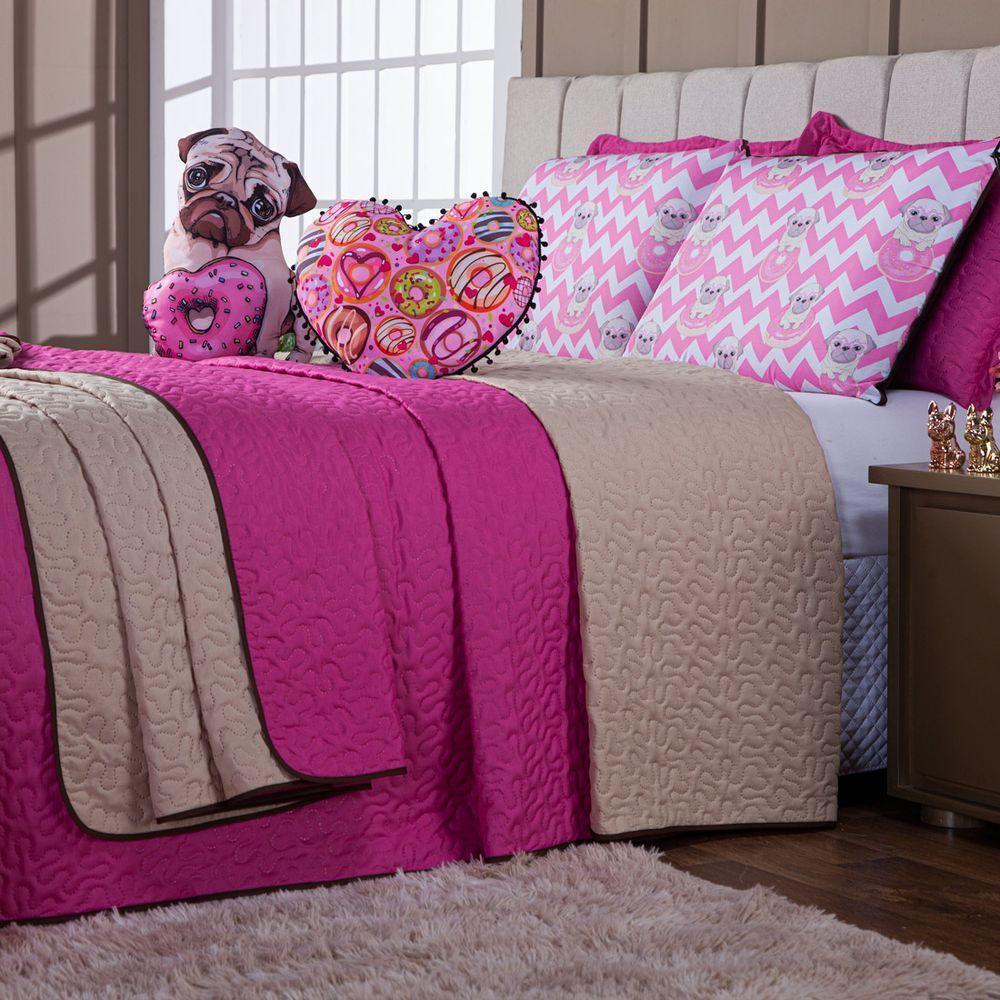 Kit Cobre Leito Donuts Dog Dupla Face Almofadas Queen 7 Peça - 9