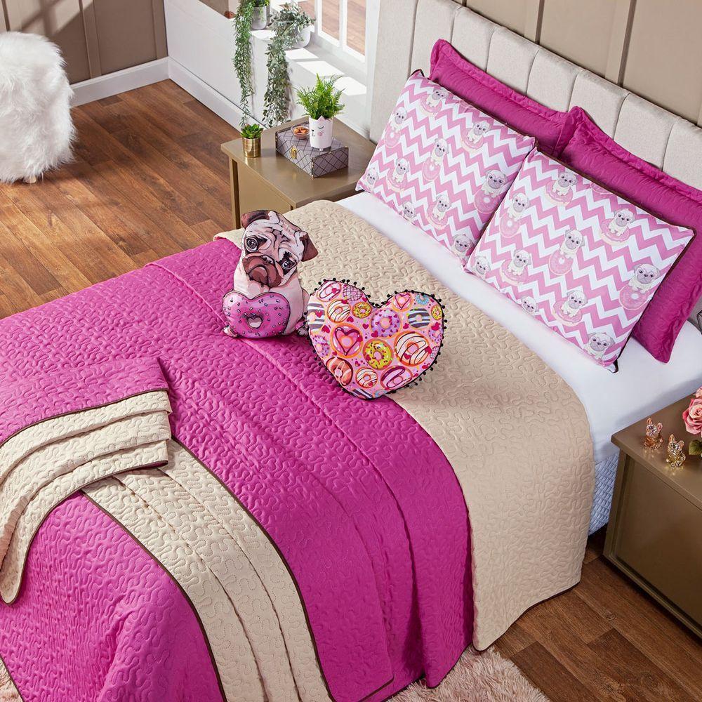 Kit Cobre Leito Donuts Dog Dupla Face Almofadas Queen 7 Peça - 10