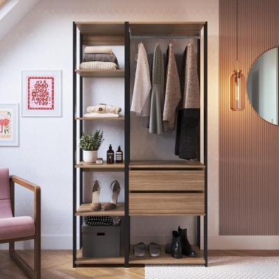 Guarda Roupa Modulado Closet 2 Gavetas MDP Preto-madeirado Multimóveis 100CM