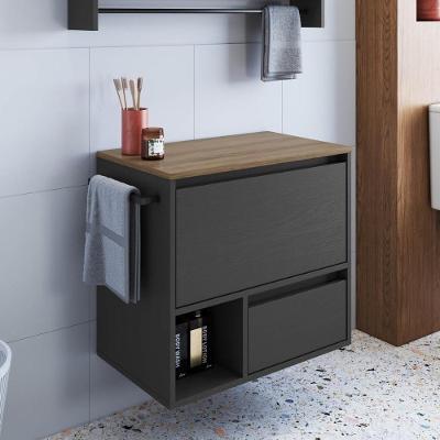 Gabinete de Banheiro CRPRO-BAL024 Suspenso 1 Porta 1 Gaveta MDP 60CM Mel-Grafite Multimóveis