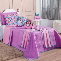 Kit Cobre Leito Donuts Unicórnio Dupla Face Com Almofadas Solteiro 05 Peças - 1