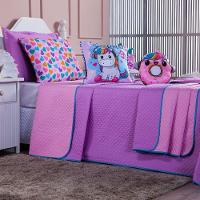 Kit Cobre Leito Donuts Unicórnio Dupla Face Com Almofadas Solteiro 05 Peças - 5