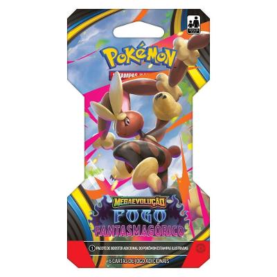 Pacote de Booster Especial Pokemon TCG Fogo Fantasmagorico Megaevolucao Blister Unitario Arco-iris