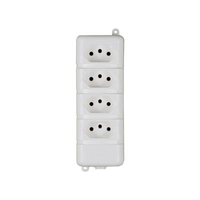 Tomada em Barra 2P+T Quadruplex 10A Branco Kahel para Quatro Dispositivos