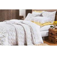 Kit Cobre Leito Casal 03 Peças Bordado Nuance Branco amarelo - 1
