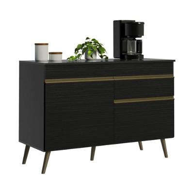 Balcão de Cozinha Florença 2 Portas 1 Gaveta MDP 120CM Preto Multimóveis