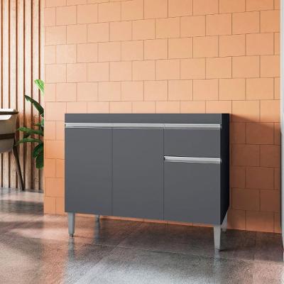 Balcão para Pia Tatiane 3 Portas 1 Prateleira MDP 95CM Cinza