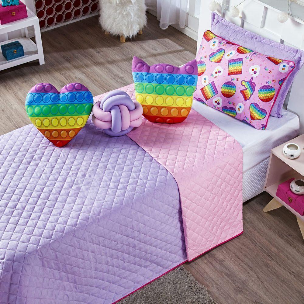 Kit Cobre Leito Pop It Dupla Face Almofadas Solteiro 6 Peças - 4