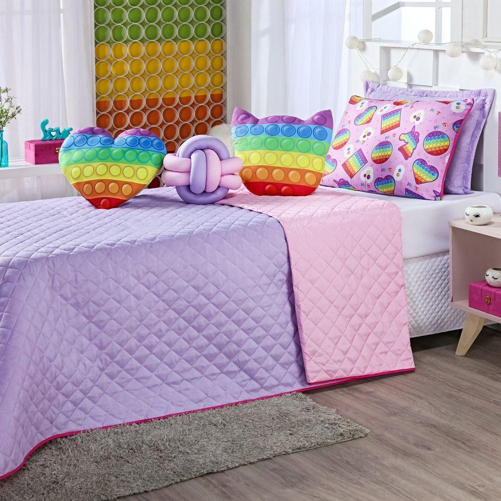 Kit Cobre Leito Pop It Dupla Face Almofadas Solteiro 6 Peças - 13