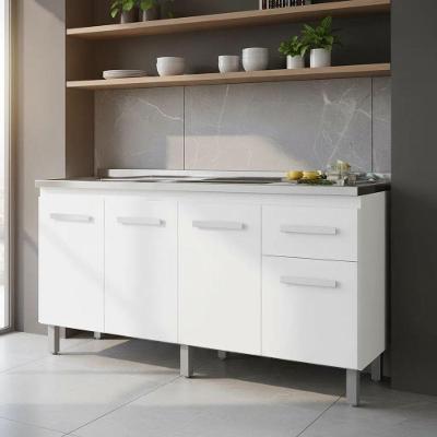 Balcão de Cozinha para Pia Camile 4 Portas 1 Gaveta MDP 138CM Branco