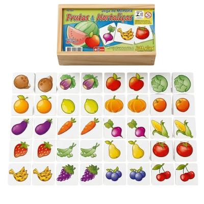 Jottplay Jogo de Memória Frutas e Hortaliças em Madeira 40 Peças