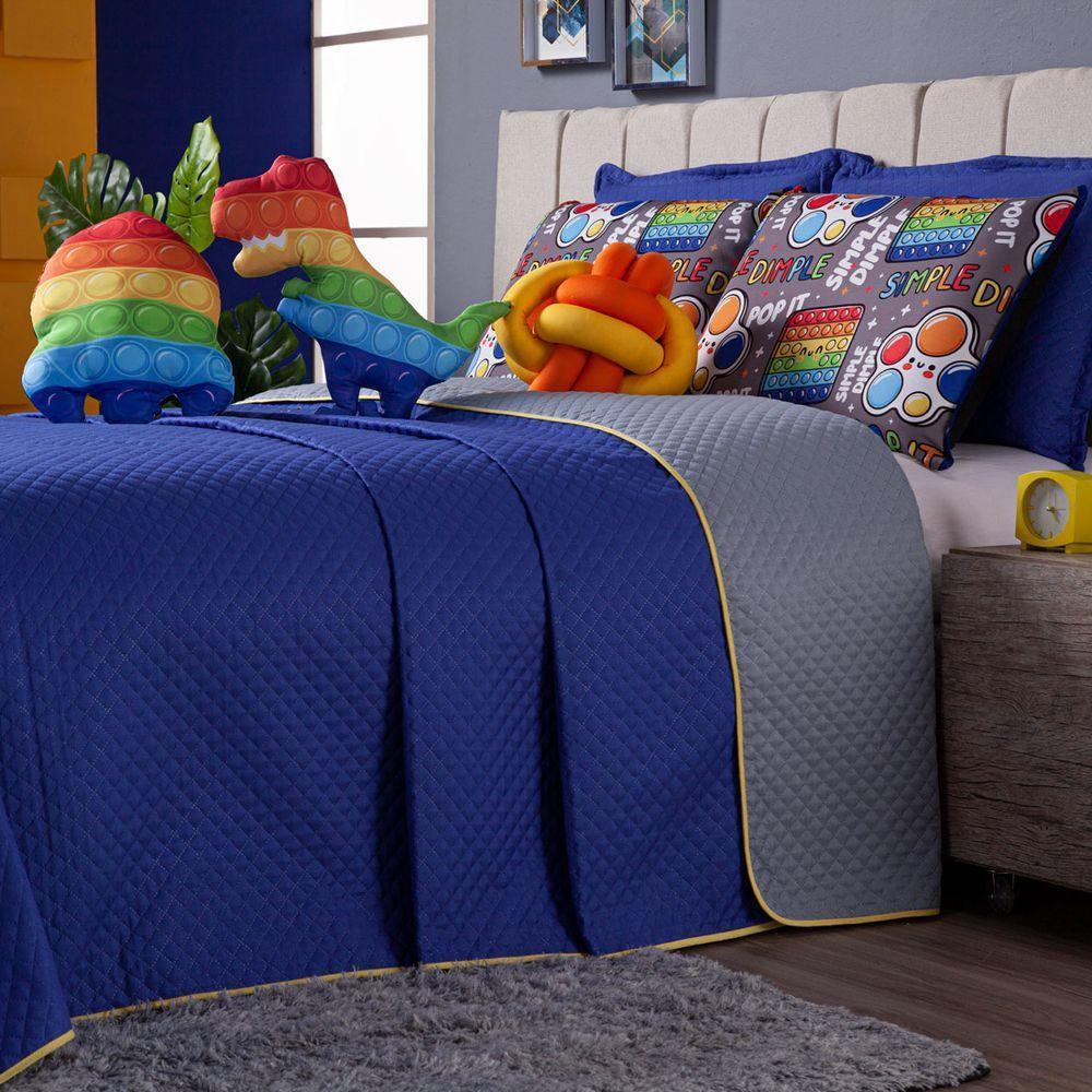Kit Cobre Leito Pop It Azul Almofadas Queen 08 Peças - 7