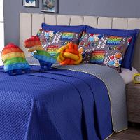 Kit Cobre Leito Pop It Azul Almofadas Queen 08 Peças - 8