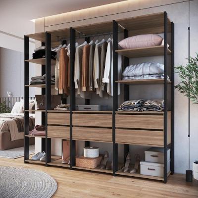 Guarda Roupa Modulado Closet 6 Gavetas MDP Preto-madeirado Multimóveis 200CM