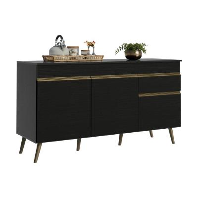 Balcão Florença 3 Portas 1 Gaveta MDP 150CM Preto Multimóveis
