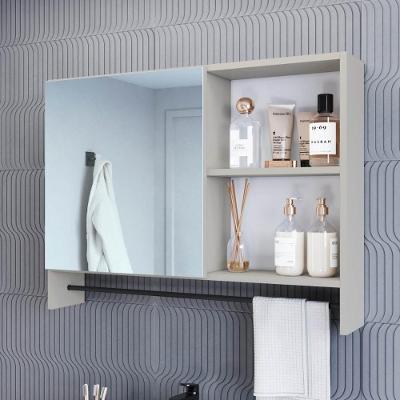 Espelheira para Banheiro CRPRO-EPL006 1 Porta 2 Nichos MDP com Espelho 80CM Bege Multimóveis