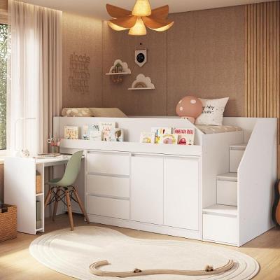 Cama Infanto Juvenil BI842BCBC com Escrivaninha e Balcão MDP Branco Solteiro Completa Móveis