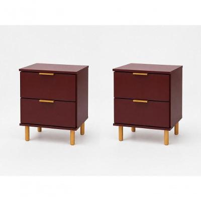 Mesa de Cabeceira 2dm125vi 2 Gavetas MDP Moderno Vinho Ditália Móveis