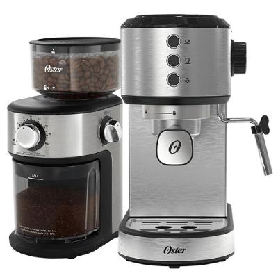 Kit Cafeteira Expresso Oster Perfect Moment e Moedor Precision 18 Níveis Aço Inox 18 Xícaras 220V