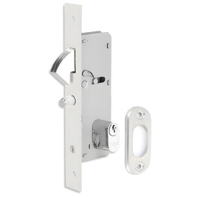 Fechadura Serralheiro Modelo 2605 Bico de Papagaio para Porta de Correr com Acabamento Espelhado