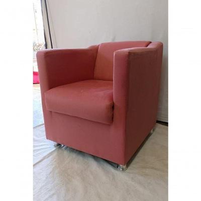 Poltrona Decorativa para Recepção Sofia Suede Rosê com Pés Palito Sala de Estar