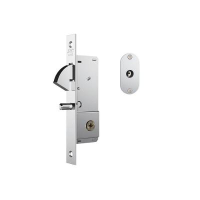 Fechadura de Porta de Correr Stam Tetra 1940 com Chave Tetra para Portas de Correr Inox Escovado