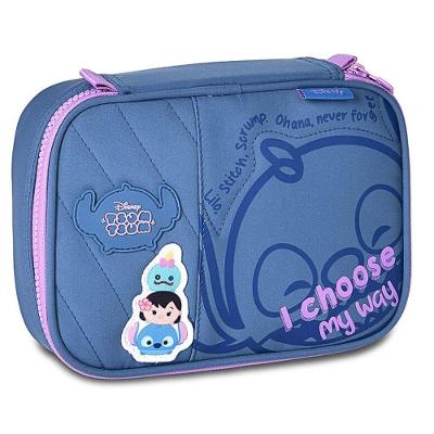 Estojo Escolar Tipo Box Clio Stitch Disney Menina 100 Pens Azul