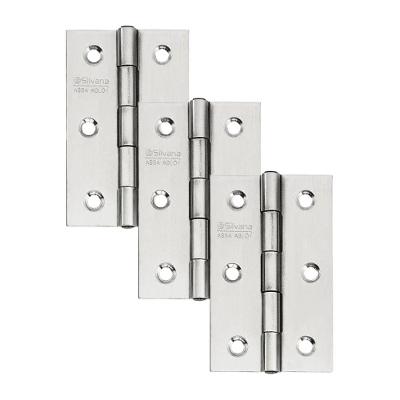 Dobradiça para Porta Silvana 3 Embutir Inox Escovado 3 Peças